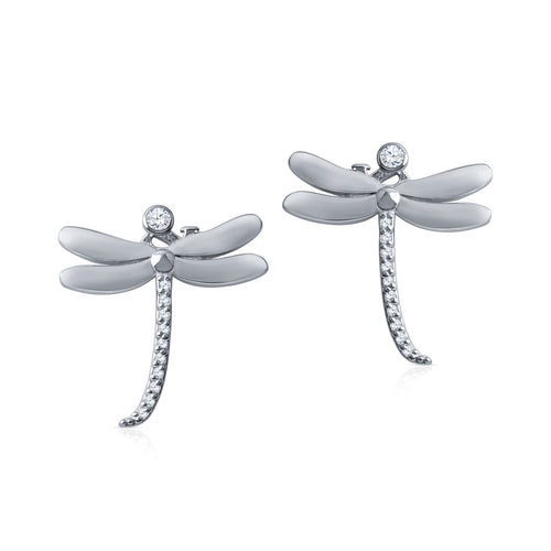 Dragonfly Post Earrings - Silver