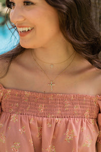 Mini Cross Choker Necklace - Silver