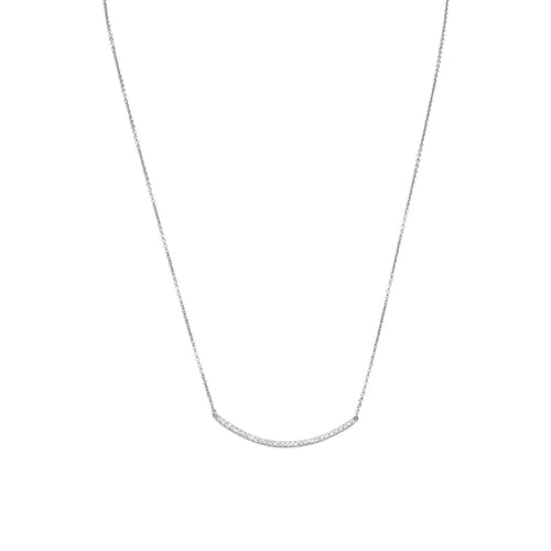 Curved CZ Bar Necklace - Silver