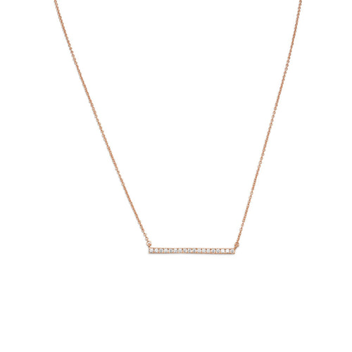 CZ Bar Necklace - Rose Gold