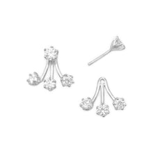 Load image into Gallery viewer, CZ Front Back Earrings - Silver