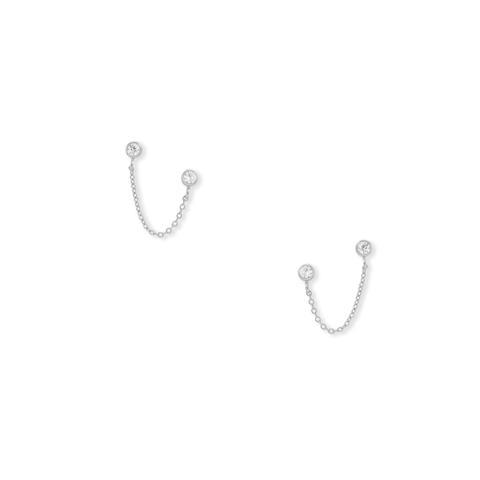Double Post Chain Earrings - Silver