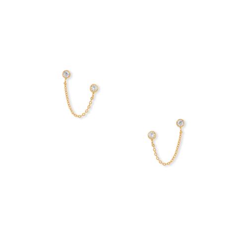 Double Post Chain Earrings - Gold