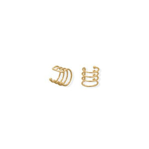 Wrapped In Rows Ear Cuffs - Gold
