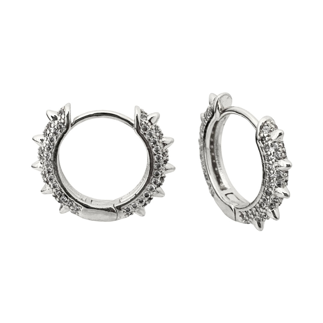 Tory Studded Hoops - Silver