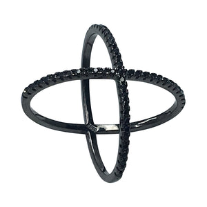 Noir Criss Cross "X" Ring