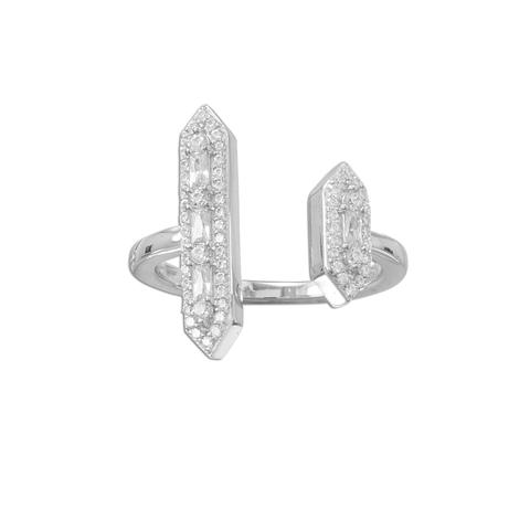 CZ Double Bar Ring - Silver