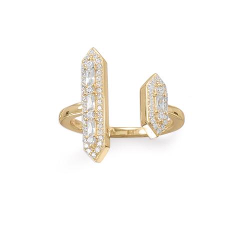 CZ Double Bar Ring - Gold