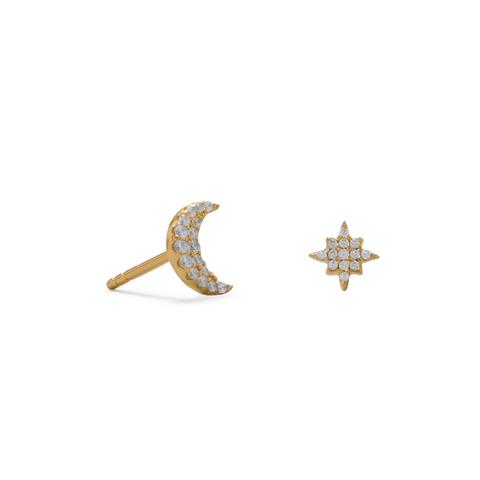 Moon & Star Studs - Gold