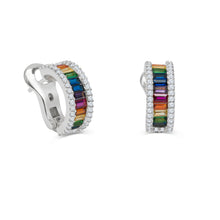 Load image into Gallery viewer, Rainbow Huggie Earrings - Silver