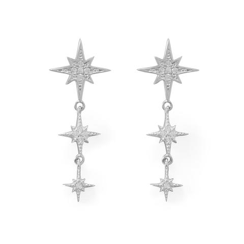 Triple Star Drop Earrings