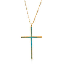 Load image into Gallery viewer, Turquoise Cross Gold