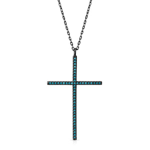 Turquoise Cross Black Silver