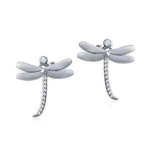 Dragonfly Post Earrings - Silver